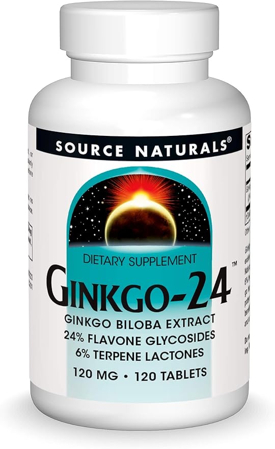 Source Naturals Ginkgo-24 Extract 24% Flavone Glycosides 6% Terpene Lactones 120 mg 60 Tablets