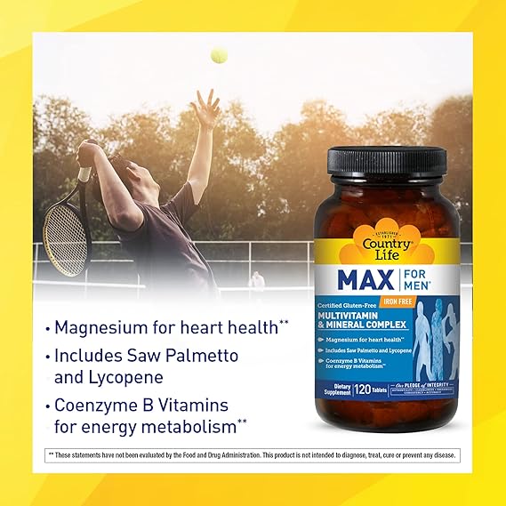 Country Life MAX FOR MEN MULTIVITAMÍNICO SIN HIERRO 120 Tabletas