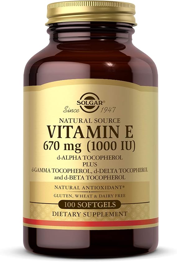Solgar Vitamin E 670 mg (1000 IU) Mixed Softgels (d-Alpha Tocopherol & Mixed Tocopherols) 100softgel