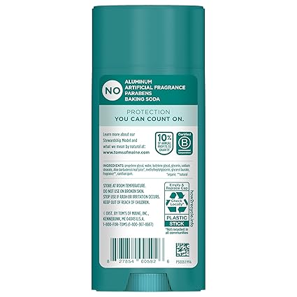 TOM'S OF MAINE DEODORANT CLEAN COAST SCENT 3.25OZ