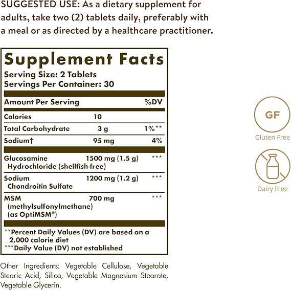 Solgar Triple Strength Glucosamine Chondroitin MSM (Shellfish-Free) Tablets 60tablet