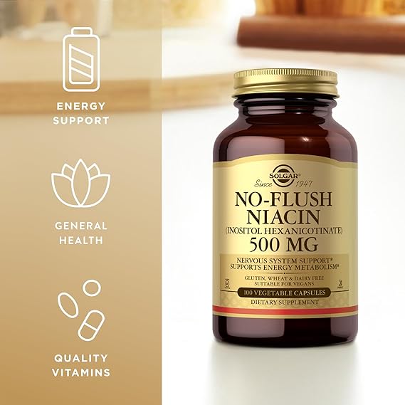 Solgar No-Flush Niacin 500 mg Vegetable Capsules (Vitamin B3) (Inositol Hexanicotinate) 100V cap