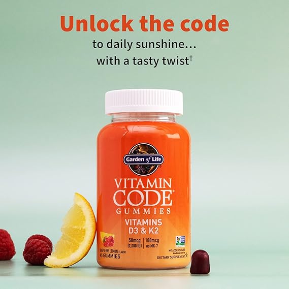 Garden of Life Vitamin Code D3 and K2 Raspberry Lemon 45ct GUMMY