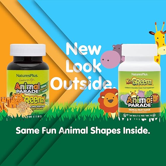 Animal Parade Kid Greenz Chewable Tropical Fruit Flavor
