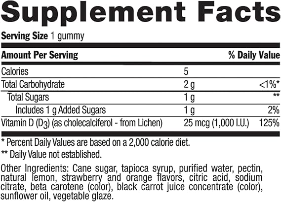 Country Life VEGAN VITAMIN D3 GUMMY 1000IU 60 Gummy