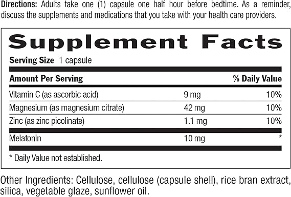 Country Life MELATONIN 10MG MAG ZINC VIT C 60 Capsule