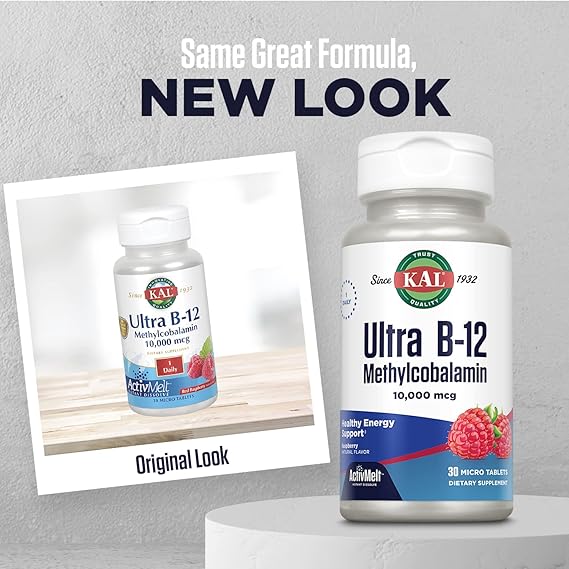 Kal Ultra B-12 Methyl ActivMelt frambuesa 30 tabletas 10000 MCG pastilla