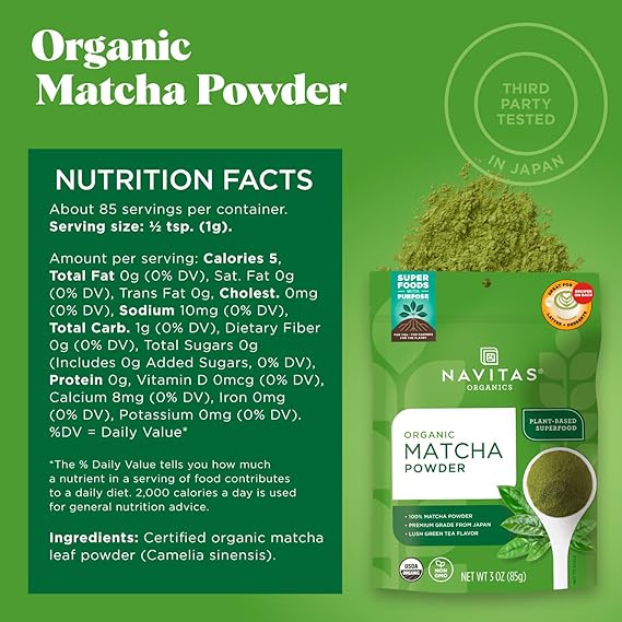 NAVITAS ORGANICS MATCHA powder 3 oz