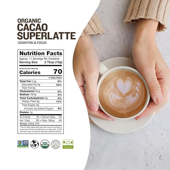 Sunfood SuperLatte, Cacao 6oz