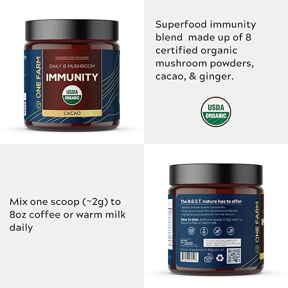 One Farm Daily 8 Mushroom IMMUNITY Cacao Powder