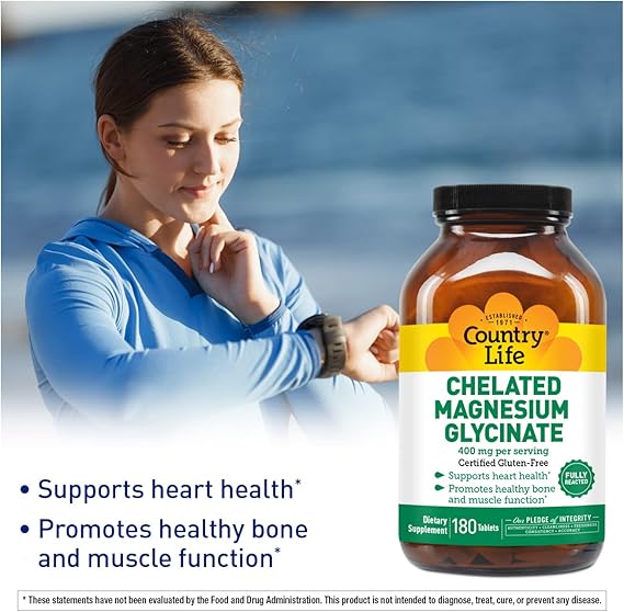 Country Life CHELATED MAGNESIUM GLYCINATE 180 Tablet