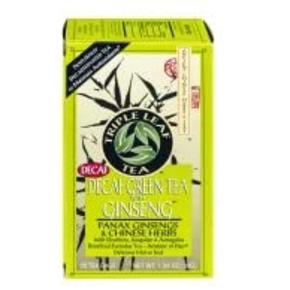 TRIPLE LEAF TEA Té verde descafeinado con ginseng y hierbas chinas 20 BOLSITAS