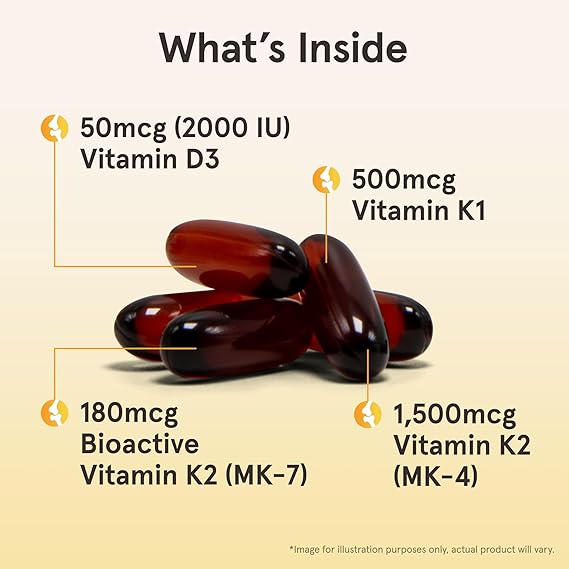 Jarrow Formulas K- Right Vitamin K Complex K1+MK-4+MK-7+D3