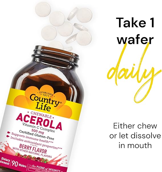 Country Life ACEROLA VIT C COMPLEX 500MG 90 Wafer