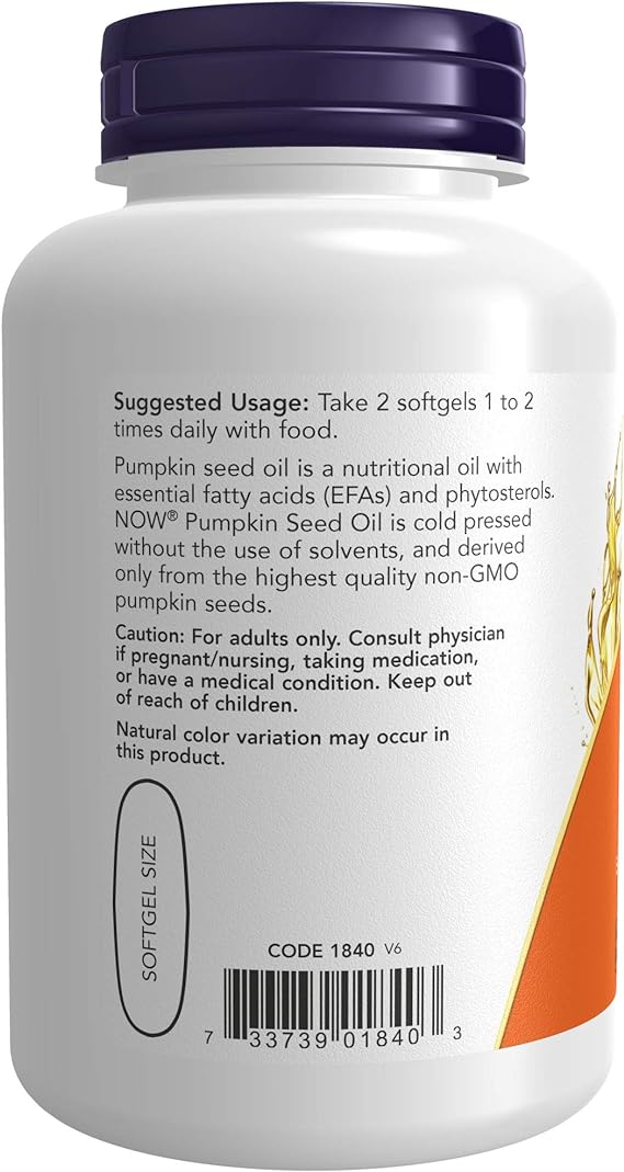 Now PUMPKIN SEED OIL 1000mg 100 SGELS