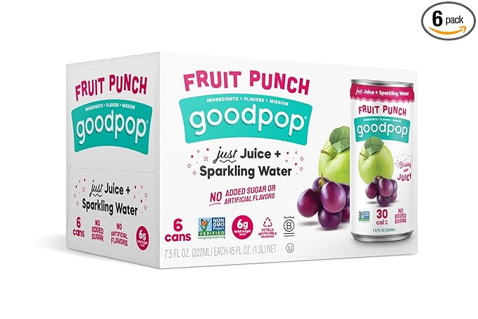 GOODPOP Fruit Punch Sparkling Water 6 pack - 7.5 OZ