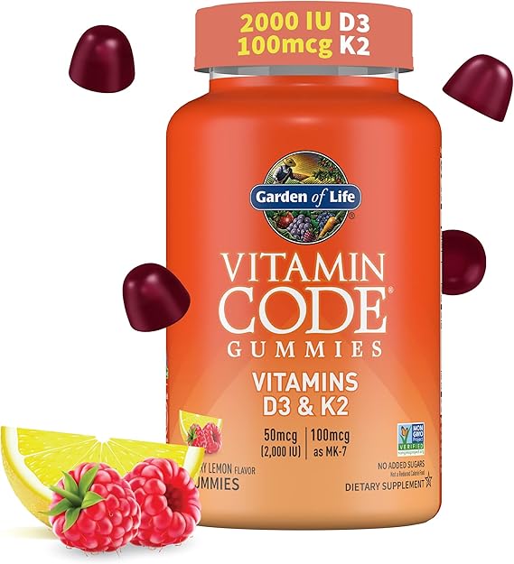 Garden of Life Vitamin Code D3 and K2 Raspberry Lemon 45ct GUMMY