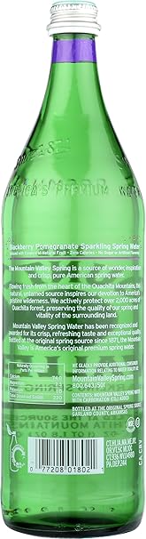 MOUNTAIN VALLEY SPRING WATER Sparkling, Blackberry Pomegrante 1 LTR