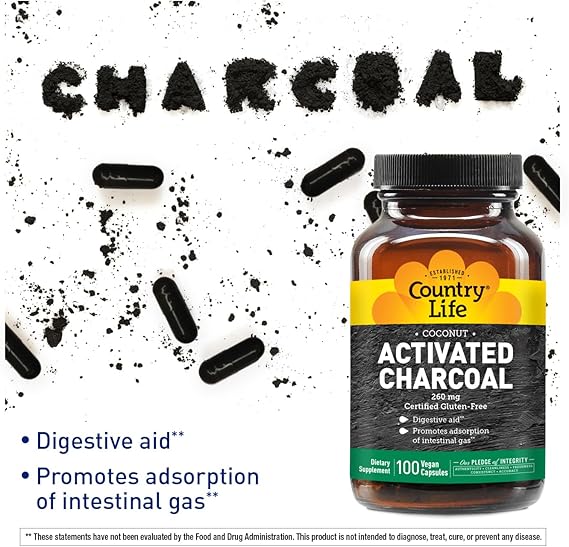 Country Life ACTIVATED CHARCOAL 260MG 100 Capsule