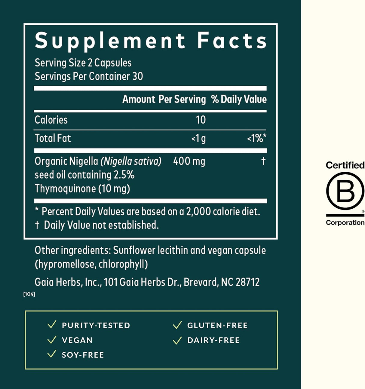 Gaia Herbs Black Seed Oil 60 ct
