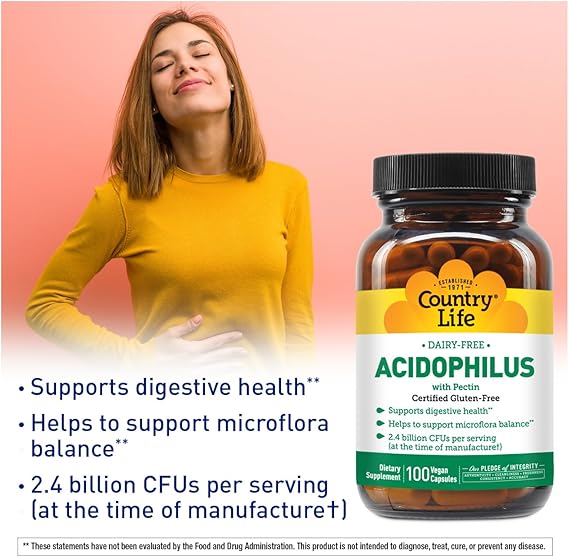 Country Life DAIRY FREE ACIDOPHILUS 100 Vegicaps