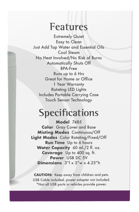 Now ULTRASONIC USB AUTO DIFFUSER- GREY COLOR