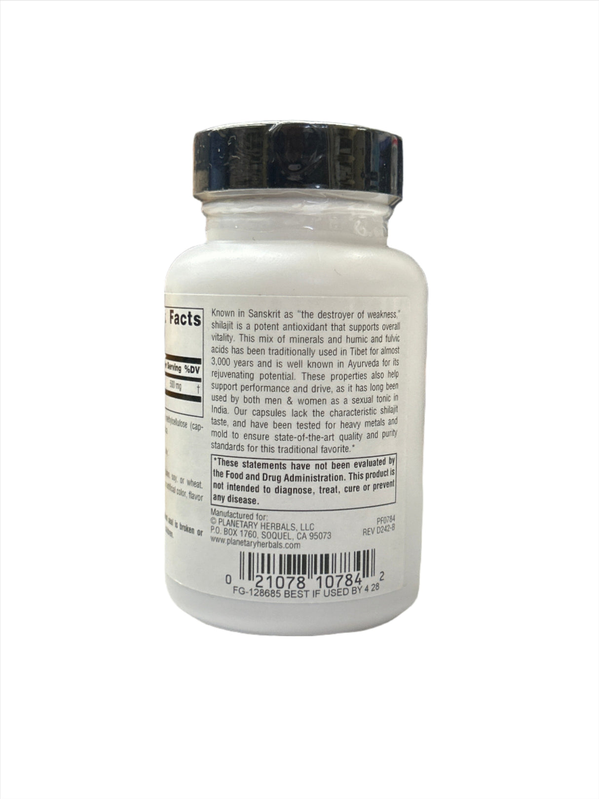 Shilajit Extract 500 mg 60, 120 Vegan Capsules