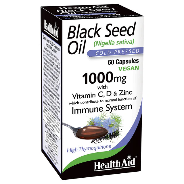 Health Aid Black Seed Oil 1000 mg With Vitamin C, D & Zinc