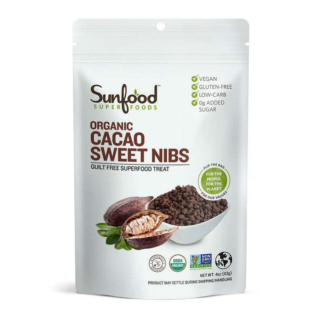 Sunfood Cacao Nibs, Sweet 4oz