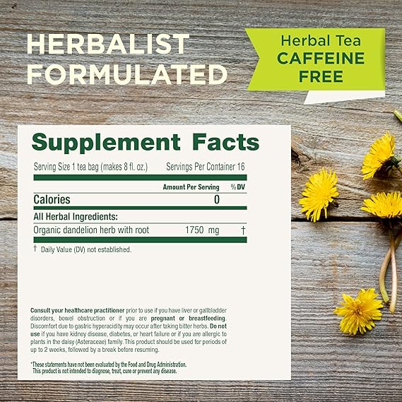 TRADITIONAL MEDICINALS TEAS Té de hoja y raíz de diente de león 16 BOLSITAS