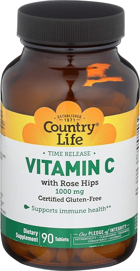 Country Life VITAMIN C 1000 W/ROSEHIPS,TR 90 Tablet