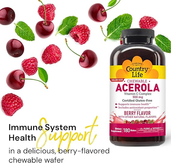 Country Life ACEROLA VIT C COMPLEX 500MG 180 Wafer