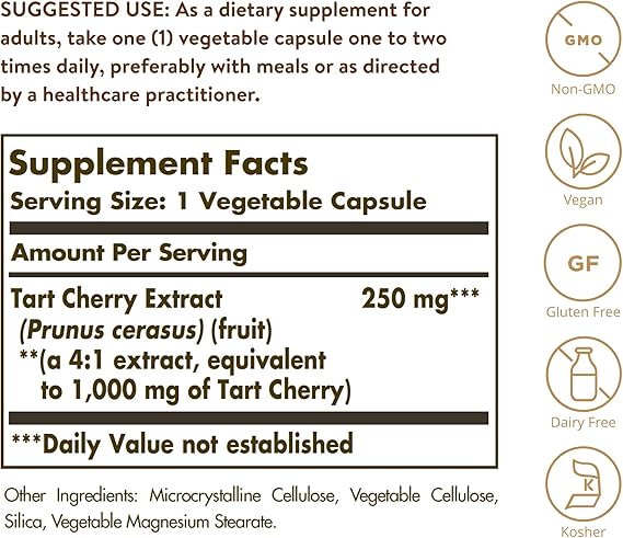 Solgar Tart Cherry 1000 mg Vegetable Capsules 90V cap