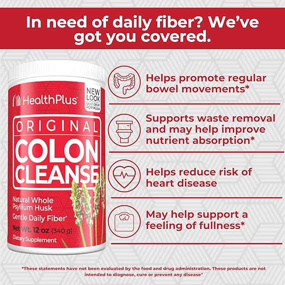 Original Colon Cleanse Natural Whole Psyllium Husk Gentle Daily Fiber