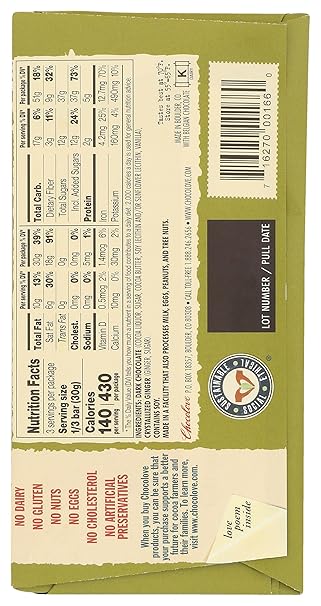 CHOCOLOVE Dark With Crystallized Ginger 3.2 OZ