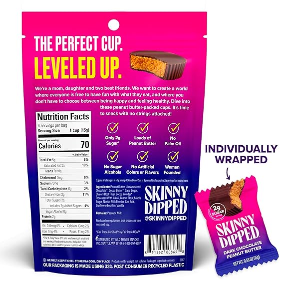 SKINNYDIPPED Dark Chocolate Peanut Butter Cup 3.17 OZ