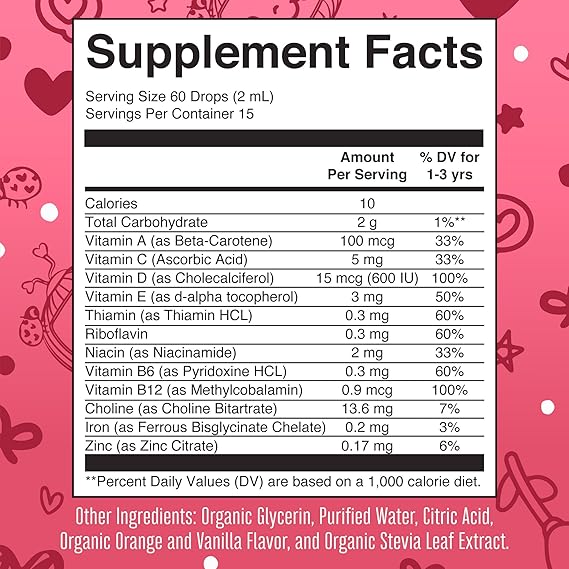 Mary Ruth’s CoComelon Organic Toddler Multivitamin with Iron Liquid Drops (1 oz)