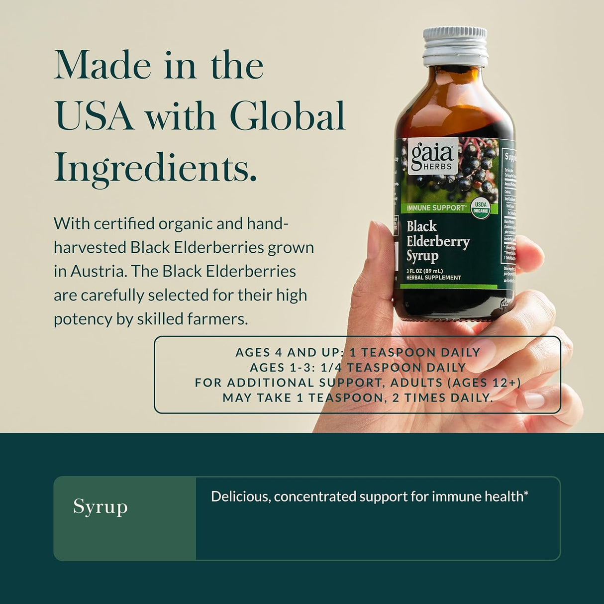 Gaia Herbs Black Elderberry Syrup - Extra Strength (COG) 5.4 oz