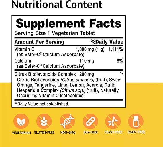 Solgar Ester-C® 1000 mg with Citrus Bioflavonoids Vegetarian Tablets 120tablet