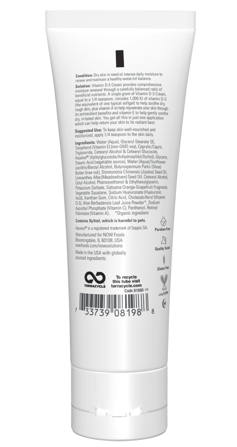 Now VITAMIN D-3 BODY CREAM 4 OZ