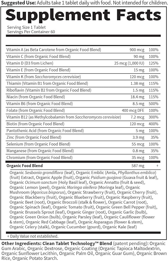 Garden of Life GOL Organics Mens Once Daily 60ct TABLETS