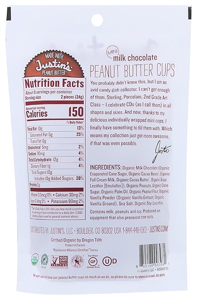 JUSTIN`S Mini,Milk Chocolate 4.7 OZ