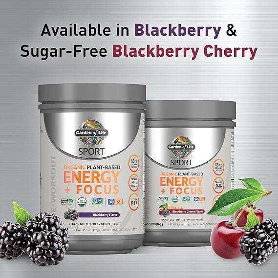 Garden of Life Sport Organic Plant-Based Energy plus Focus Blackberry 432g POWDER