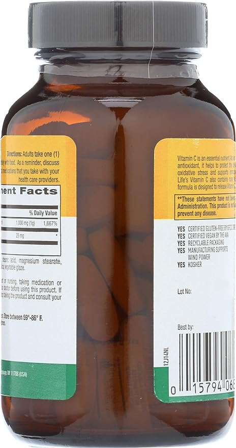 Country Life VITAMIN C 1000 W/ROSEHIPS,TR 90 Tablet