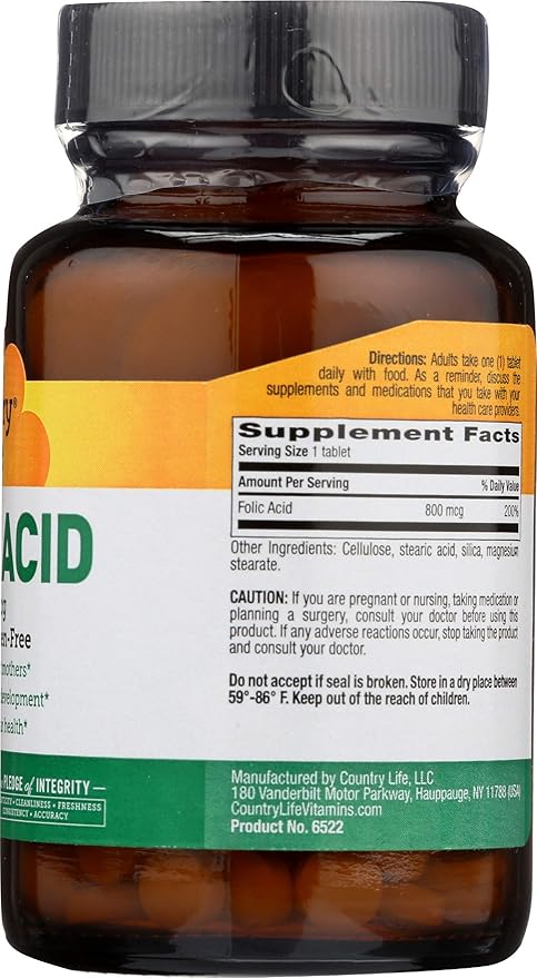 Country Life FOLIC ACID 800MCG 250 Tablet