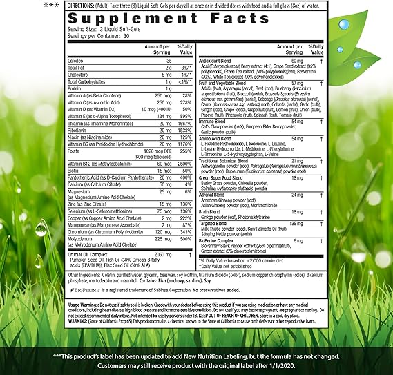 Irwin Naturals Men's Living Green Liquid-Gel Multi