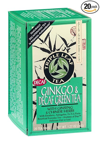 TRIPLE LEAF TEA Ginkgo & Decaf Green Tea 20 BAG