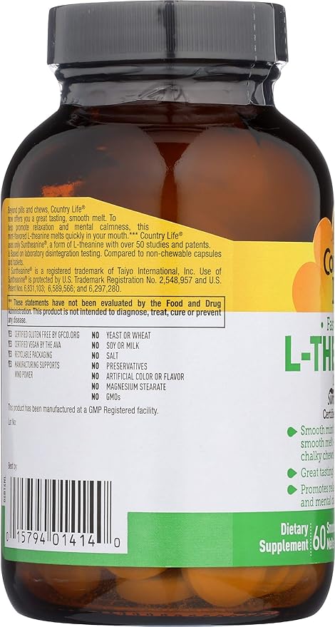 Country Life FAST ACTING L-THEANINE 100MG 60 Lozenge