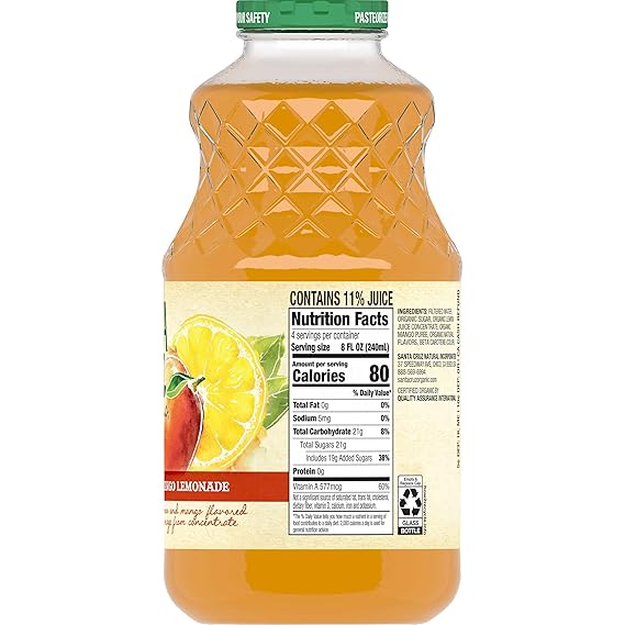 SANTA CRUZ ORGANIC Mango Lemonade 32 OZ