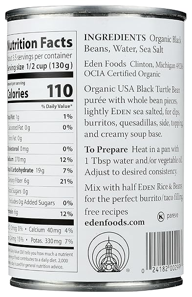 EDEN FOODS Refried Black 16 OZ